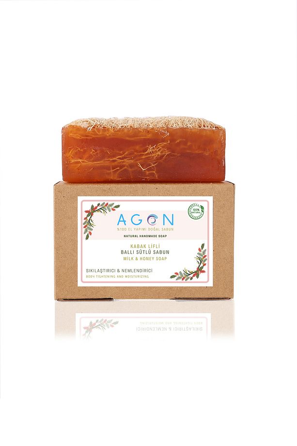 Agon %100 El Yapımı Doğal Kabak Lifli Ballı Sütlü Sabun 120 Gr
