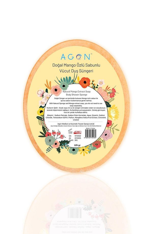 Agon Doğal El Yapımı Mango Özlü Sabunlu Vücut Duş Süngeri 125 Gr