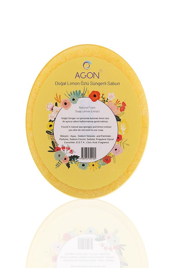 Agon Doğal El Yapımı Limon Özlü Sabunlu Vücut Duş Süngeri 125 gr