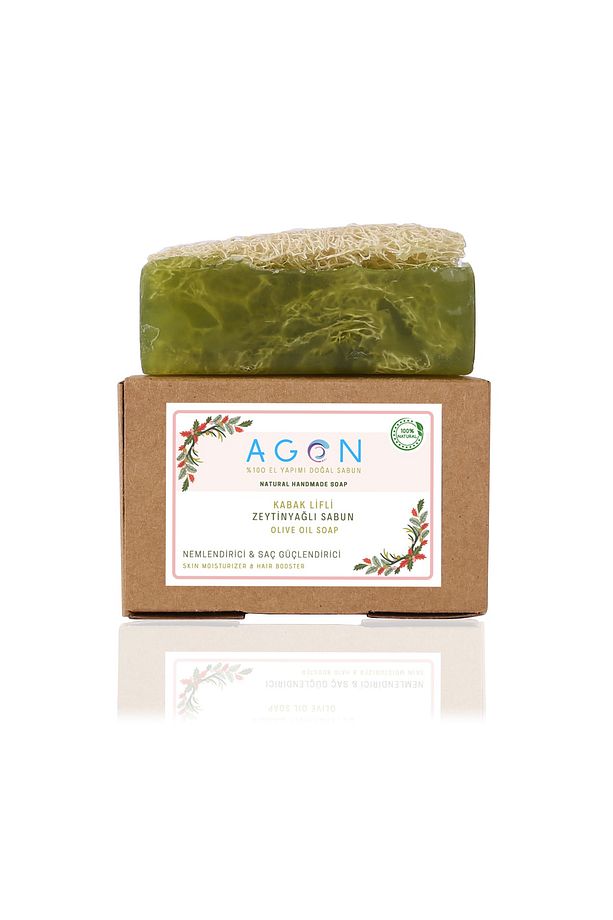 Agon %100 El Yapımı Kabak Lifli Doğal Zeytinyağı, Okaliptus Ve Lavanta Sabunlu Banyo Seti - Görsel 3