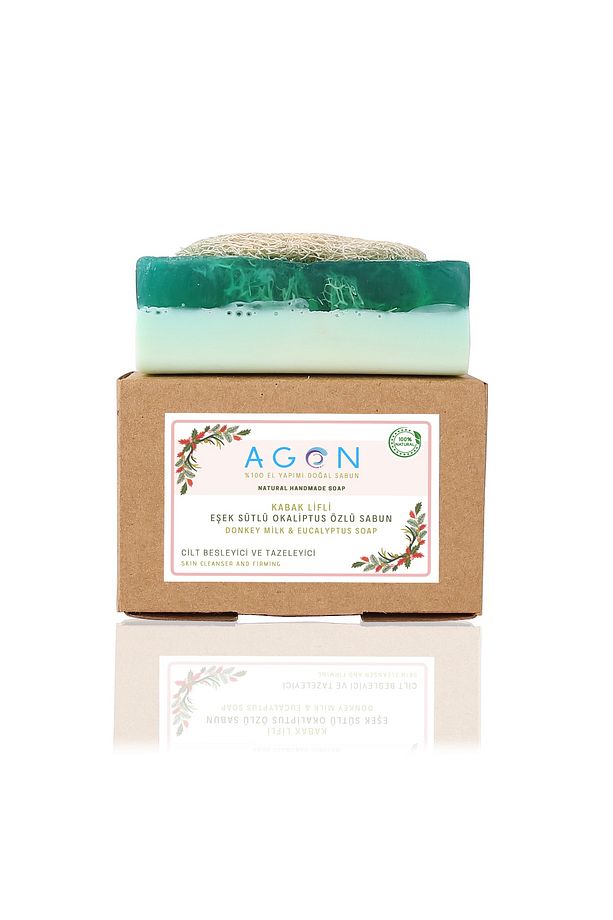 Agon %100 El Yapımı Kabak Lifli Doğal Ballı Eşek Sütlü, Eşek Sütlü Okaliptus Ve Nar Sabunlu Peeling Seti - Görsel 3